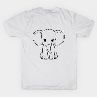 Cute Baby Elephant Animal Outline T-Shirt